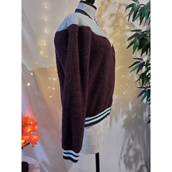 Nike Bomber Wolf Sherpa Teddy Bear Full Zip Bomber Jacket Womens Size M Purple - Picture 4 of 13